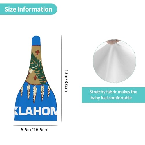 Oklahoma State Flag Print Newborn Baby Hat, Soft Top Knotted Beanie Cap, Cute Infant Headwear for 0-6 Months Welcome Party Black4