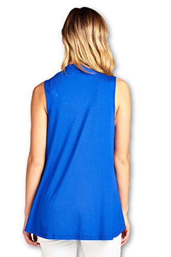 Women's Sleeveless Extra Soft Viscose Made from Bamboo Layering Casual Cardigan Vest - Made in USA (Small, RoyalBlue)