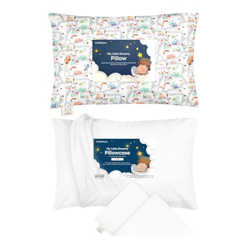 KeaBabies Toddler Pillow with Pillowcase and Toddler Pillowcase 13X18 - Soft Cotton Kids Pillow for Sleeping - Soft and Breathable, Perfect for Boys, Girls, Kids, Travel, Nap