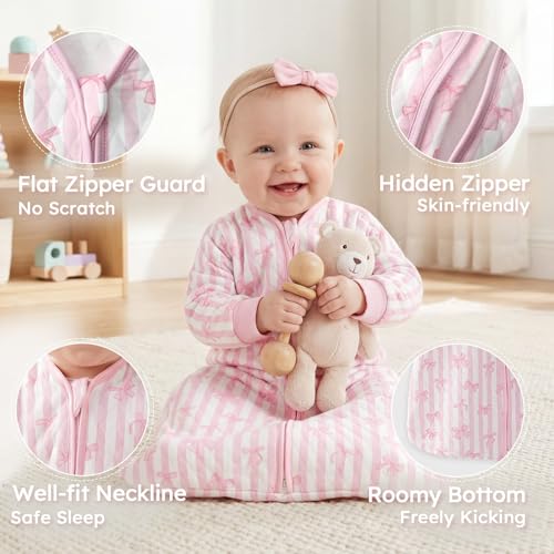 Image of Yoofoss Baby Sleep Sack 18-24 Months 1.0 Tog Long Sleeve Sleep Sack Organic Cotton Wearable Blanket for Toddlers 2-Way Zipper Quilted Sleeping Sacks(X-Large)
