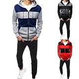 Jogginganzug Herren Set Trainingsanzug Herren Set Sportanzug Herren Langarm Jogginghose Herren Lang Warm 2 Pack mit Sweatjacke und Sporthose ,Frühling Nähte Farbe Freizeitanzug Sportswear Anzug Männer