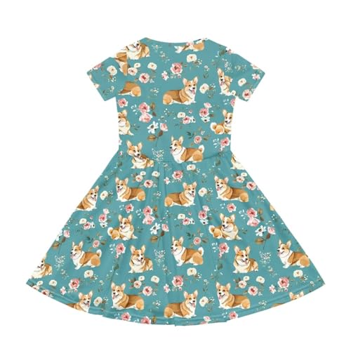 Image of Short Sleeve Dress for Girls with Pockets Cute Toddler Girl Clothes Summer 2-12