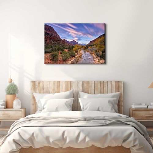 Image of Canyon Wall Art for Office Desert Oasis Landscape Pictures Extra Large Wall Decor Bedroom Decoration 32x48 inch Utah National Park Cliff Scenery Canvas Painting USA Nature Photo Poster Print Artwork Gifts
