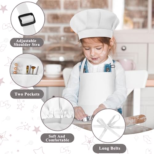Image of uniformer Kids Apron with Chef Cap for Cooking, Baking, Painting Art & Crafts | Adjustable Child Apron with 2 Pockets | Great for Kitchen, School