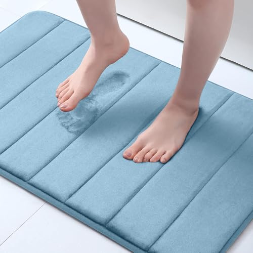 OLANLY Soft Memory Foam Bath Mat, 20" x 30", Blue by OLANLY - Used condition - CA$22.95