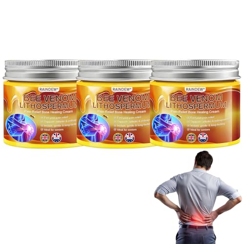 RAINDEW 𝐁𝐞𝐞 𝐕𝐞𝐧𝐨𝐦 Lithospermum Pain-Relief Bone Healing Cream, Professional Bee Venom Cream for Arthritis, Back, Neck, Hands, Knee 60ML(3)