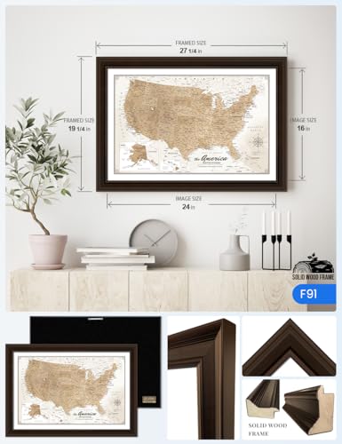 Image of IPIC - Custom Canvas USA Map for Wall Decor, Push Pin Board Decor to Mark Travels, Personalized Artwork with Names and Message on, USA Travel Map Print for Home, Office, Study, and RV