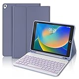 BORIYUAN iPad 第9世代 2021/第8世代/第7世代キーボードケース 7色 バックライト 取り外し可能 キーボード スリム フォリオ スマートカバー iPad 10.2インチ/iPad Air 10.5インチ(第3世代)/iPad Pro 10.5インチ用 ペンシルホルダー付き - ラベンダー