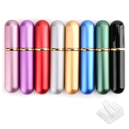 Bekith Set of 8 Colors Empty Essential Oil Personal Inhaler Refillable Aluminum and Glass - Nasal Inhalers Set with 20 Cotton Wicks and 4 Opening Tool