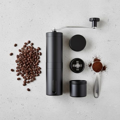 Image of Oblivion Portable Premium Manual Coffee Grinder - Travel-Friendly Compact Fresh Coffee Beans Hand-Crank Mill for Coffee Lovers Fresh Ground Coffee Anywhere
