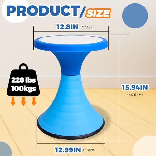 Image of AOBOTE Kids Wobble Swivel Stool, 15.7 inch Height Wiggle Stool for Ages 6+, 360 Rotatable Active Learning Chair, Flexible Seating for Classroom & Home, Improves Posture & Focus, Blue