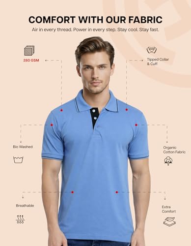 Image of Scott International Cotton Polo T Shirt | Collar Tshirts | Half Sleeves Plain T Shirt | T-Shirt |Tshirt for Men Stylish | Men's Tshirt