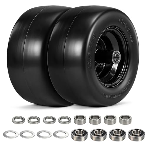 MOTOOS 11x6.00-5 Flat Free Tire and Wheel Assembly 2 Pack