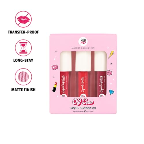 MyGlamm POPxo Makeup- Matte Finish Liquid Lipstick Kit - OG Crew -1.5g (Set of 3) | Blair, Cheryl, & Emily (Wine Red, Pink, Britgh Red) Shade | Enriched with Cocoa Butter &... - Image 2