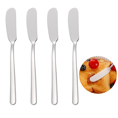 Gelishan 4 Stück Butter Messer Set Edelstahl Butterstreicher Käsemesser Sahne Streicher Streichmesser für Käse, Kuchen, Marmelade, Dessert