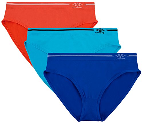 Umbro Women's Seamless Bikini Panties 3 Pack - Nasturium/Blue Assorted - Small