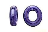 6pcs Marbelous Blue Porcelain Slider Beads for Licorice Leather - O Style Glaze finish 18x21mm