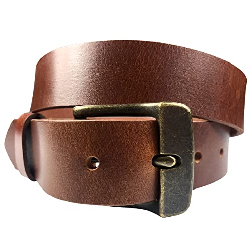 1.25"(32mm) Men's Cognac Full Grain Leather Belt Handmade (42 for