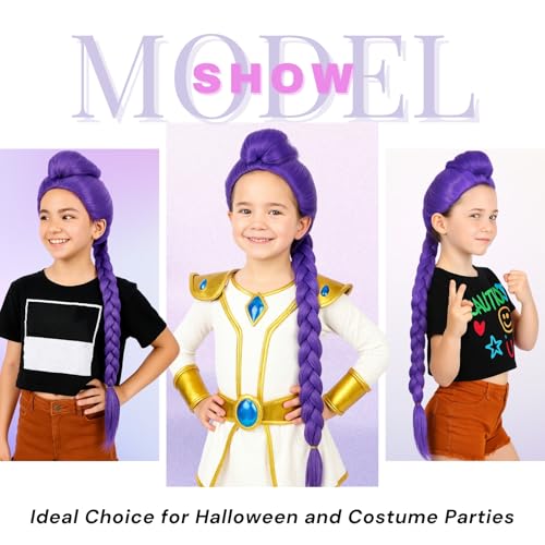 Image of morvally 33.5 Inches Purple Long Braided Ponytail Wig - Anime Cosplay Wigs for Halloween Costume Party (Purple)