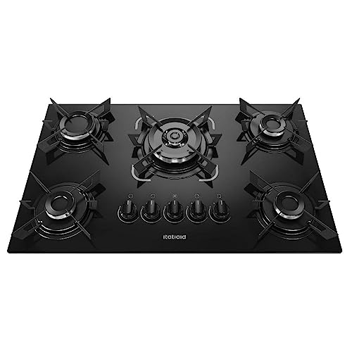 Cooktop 5 Bocas a Gás Itatiaia Electra Glass Tripla Chama Acendimento Superautomático Preto Bivolt