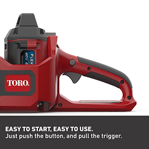 Flex-Force 60 Volt Max 16 Inch Lithium Ion Electric Chainsaw with 3 Phase Brushless RunSmart Motor, 2.5 Amp Hours Battery, and Charger, Red