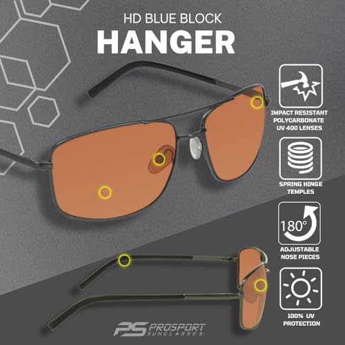 Image of proSPORT Blue Light Blocking Sunglasses - HD Copper Amber Metal Aviator Reduce Eye Strain Better Sleep