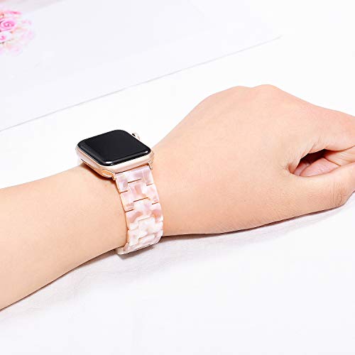 Wongeto Compatible with Apple Watch Strap Ultra 49mm 45mm 44mm 42mm,Lightweight Waterproof Resin Strap for iWatch Apple Watch Ultra Series 8 7 6 SE 5 4 3 2 1 Women Men (Flower Pink - Image 4