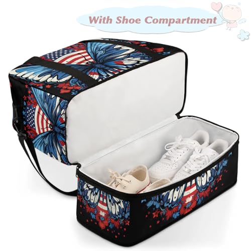 Large Weekender Overnight Bags Abstract Butterfly Flag Travel Duffel Bag for Women Men Gym Bag With Shoe Compartment Foldie Travel Tote Bag Carry On Personal Item Bag for Travel Gym Sports4