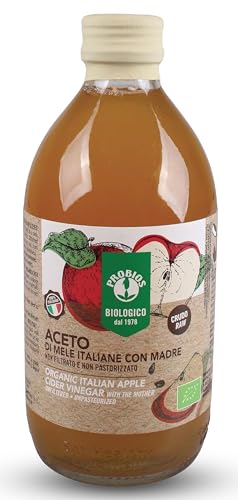 Probios Aceto Di Mele Biologico Con Madre - Crudo e Non Filtrato - Fermentato Naturalmente Da Mele Biologiche, Ideale Per Cucinare, Condire Insalate e Bevande Detox - Bottiglia Di Vetro Da 500 ml