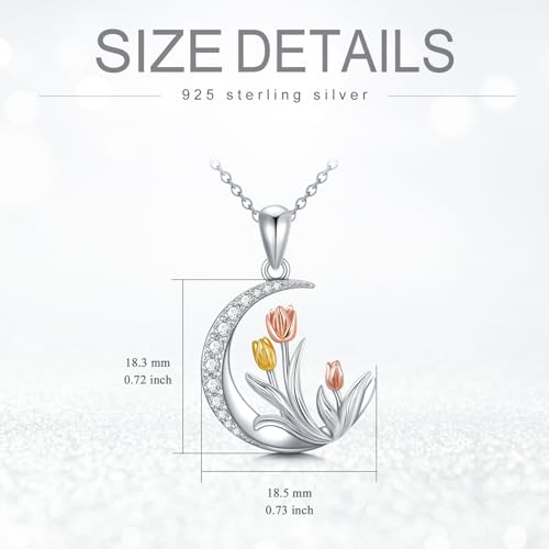 Tulip & Rose Necklace Sterling Silver Jewelry for Women - Sunflower Pendant Necklace Birthday Gifts for Mom2