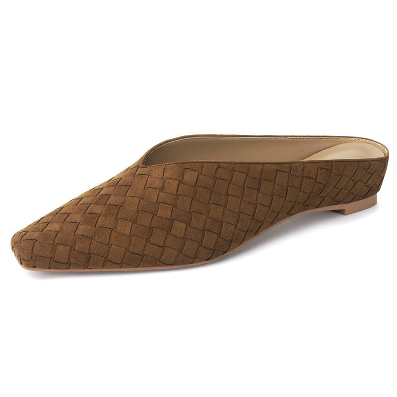 Image of Woven Mules for Women Slip on Comfortabke Metallic Slides Ladies Trendy Square Toe Hidden Wedge Mules