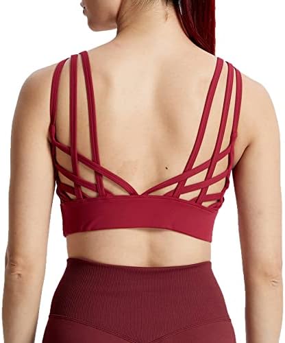 Aoxjox Caged Sports Bras for Women High Impact Fitness Running Multi-Cross Back Training Yoga Crop Tank Workout Tops