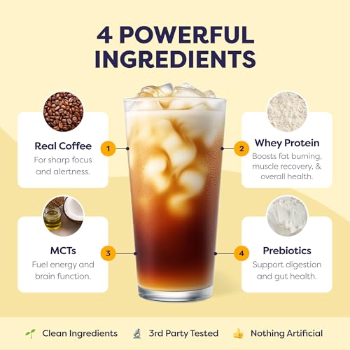 Image of Javvy Protein Iced Coffee - Premium Whey Protein & Iced Coffees, 100% Natural Cold Brew, Zero Artificial Flavors & Sweeteners, 80mg Caffeine, No Added Sugar, 20 Servings, Original, 1 Pack