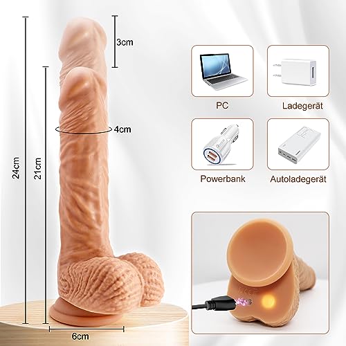 Realistischer Anal Dildo XXL Groß Vibrator Sex Spielzeug für die Frau Männer Paare mit Stoßfunktion,22cm Riesen Dildo Sex Toys Vibration für Sie Frauen, G-Punkt Vibratoren Dildos mit Starkem Saugnopf – Bild 7