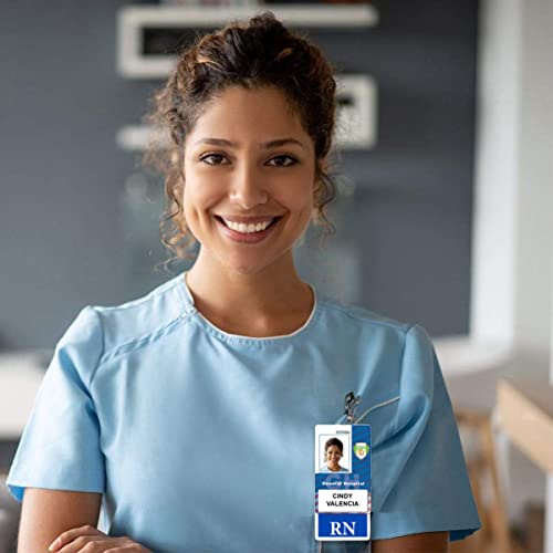 Badge infirmier vertical fond bleu d'identification - 5