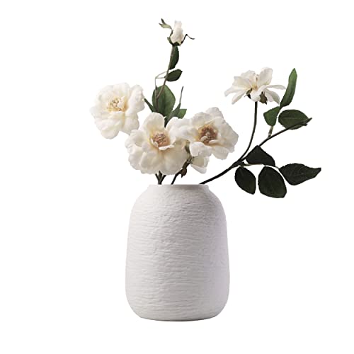 White Vases, Minimalist vase,Ceramic Vase,Modern Flower vase, Home Decor vases, Fits Everywhere, Best Decoration for Christmas, Mother's Day and Other Festivals, 5.9 Inch.(ZJ White)