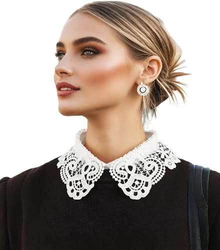 BEoneBEwin Fake Collar Detachable Dickey Collar Blouse Half Shirts Peter Pan Collar for Women & Girls White B One Size