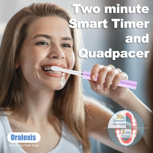 Image of Electric Toothbrush for Adults with 8 Brush Heads and Tongue Scraper, 2 Minute Smart Timer, One Fast Charge Last 120 Days, 40000 VPM Deep Clean, Sonic Travel Toothbrush - ‌Violet‌