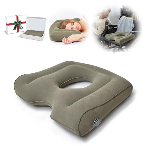 Inflatable Donut Pillow,Hemorrhoid Cushion- Excellent for Tailbone,Prostate,Sciatica,Bed sores,Postpartum Pregnancy, Post-Surgical Pain-Orthopedic Firm seat Cushion for Home,Office or car (light gray)