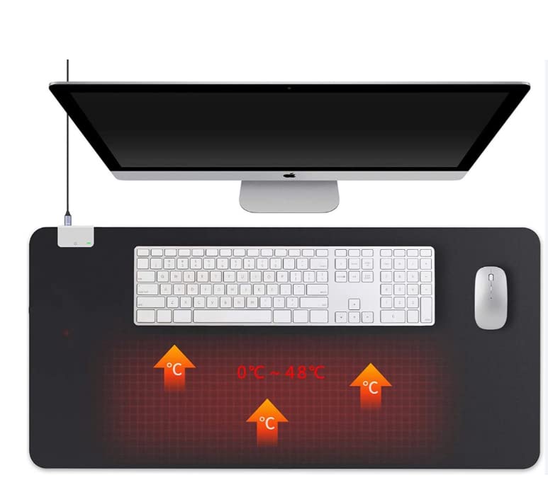 Tapis de souris chauffant et sous-main de bureau noir imperméable à température rapide