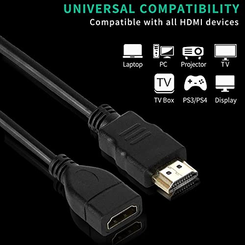 Image of LipiWorld HDMI Male to Female Extension Cable Extension Cable HDMI Extender for fire tv Stick, Laptop /PC, LCD /LED TV, Xbox, PS3 /PS4 (Pack Of 1 30Cm)
