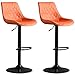 Kuchenne stołki barowe obrotowe krzesła 2 szt., stołek retro do jadalni z oparciem i podwoziem ze skóry PU, regulacja wysokości 60-80 cm (kolor: pomarańczowy)