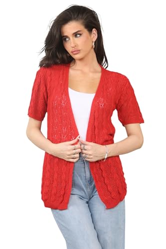 Image of Loxdonz Women's Short Sleeve Cropped Cardigan Sweaters Open Front Bolero Short Shrugs for Women