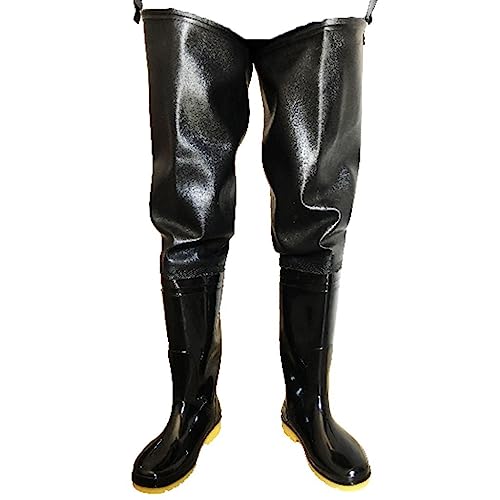 Watstiefel Schwarze PVC-wasserdichte Kuhsehnensohle for Watvögel am Gesäß, Männer und Frauen beim Angeln/Jagd/Transplantation/Zucht (Color : Black, Size : 43 EU)