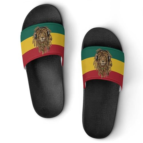 Lion Flag Reggae Rasta Summer Slippers Womans Mens Slides Shoes Sandals Slip On Flip Flops