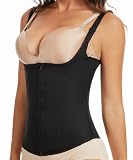 GYDEK Waist Trainer Vest for Women, Neoprene Tummy Control Shapewear with Adjustable Straps, Sauna Zipper Corset Body Shaper for Workout, Waist Slimmer & Back Support Shapewear Black