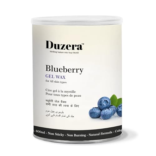 DUZERA | Professional Blueberry Gel Wax (800ml) for Women & Men | Painless Hair Removal Wax for Body | Colophony Free | No Skin Burn | Dermatologically Tested | Pack of 1