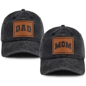 Dad and Mom Hats for Men Women, 3D Embroidered Adjustable Washed Cotton Fathers Mothers Day Birthday Baseball Caps