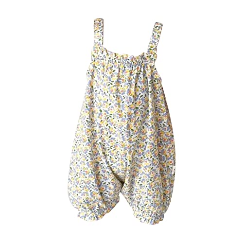 Image of NLGToy Baby Girl Bubble Romper Kids Girls Floral Suspender Sleeveless Jumpsuit Suit Holiday Outdoor Gender Neutral Baby