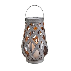 Dehner Lantaarn op zonne-energie, Ø 16,5 cm, hoogte 25 cm, polyrotan look, lichtgrijs